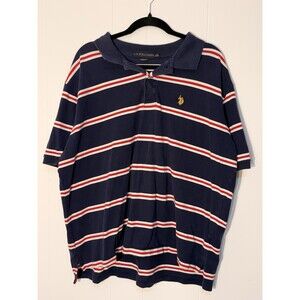 Polo Ralph Lauren Mens Size XXL Navy Striped Short Sleeve Polo Shirt VTG Polo